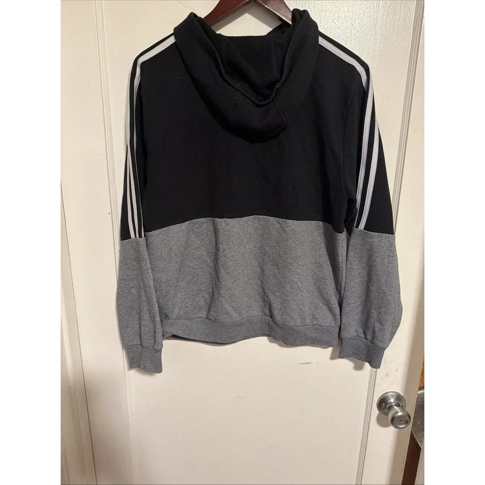 Adidas Boys Pullover Hoodie Black Gray White Fleece Size XL 18/20